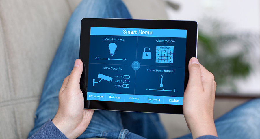 The ability to access and control security components from a mobile device is one of the top smart home trends in Sugarland. Close-up of smart home security app.